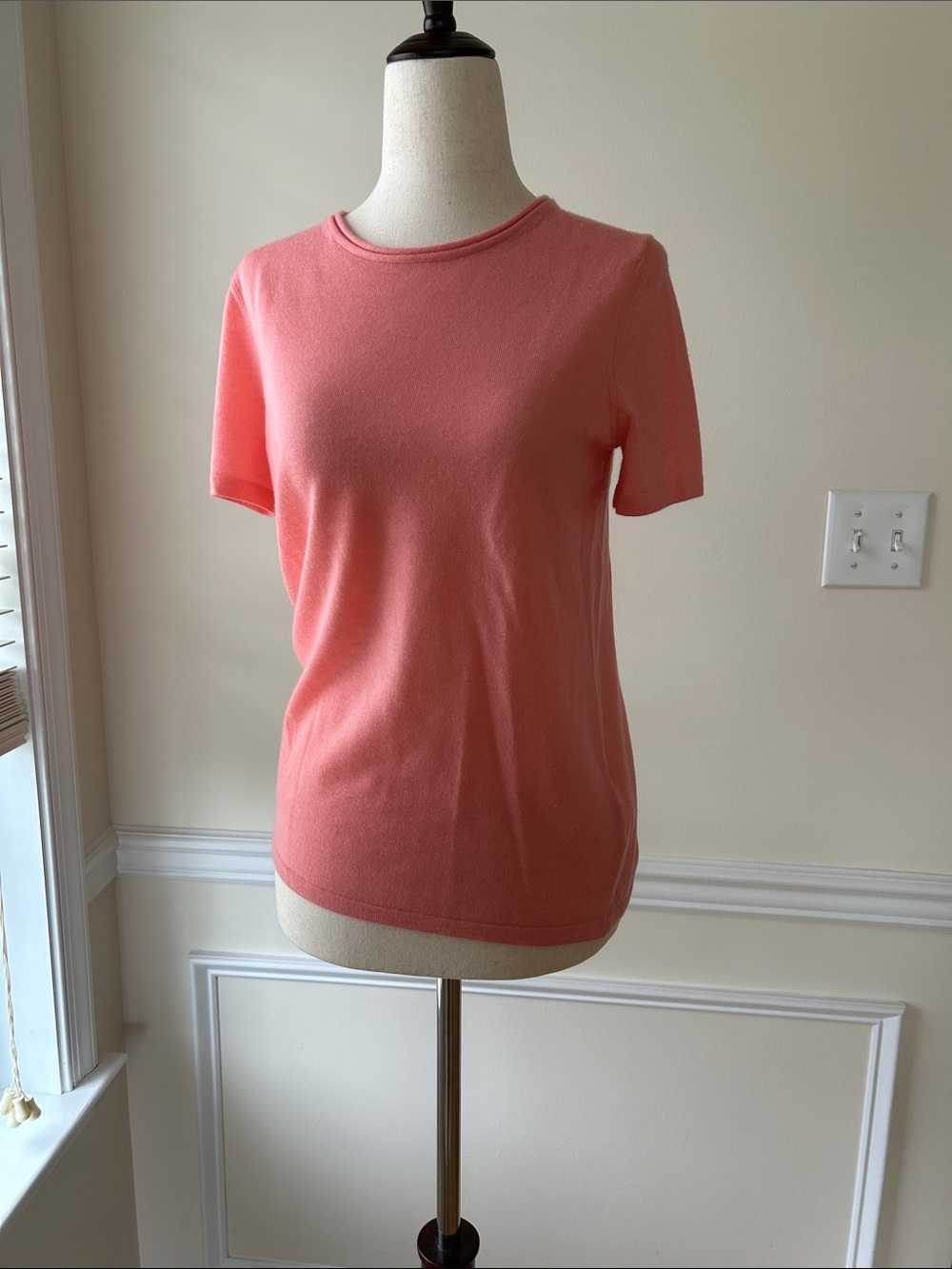 Brooks Brothers Women's Short Sleeve Crewneck Top in Coral Pink